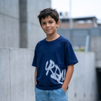 Polo Niño Boxy Urban Azul – 100% Algodón