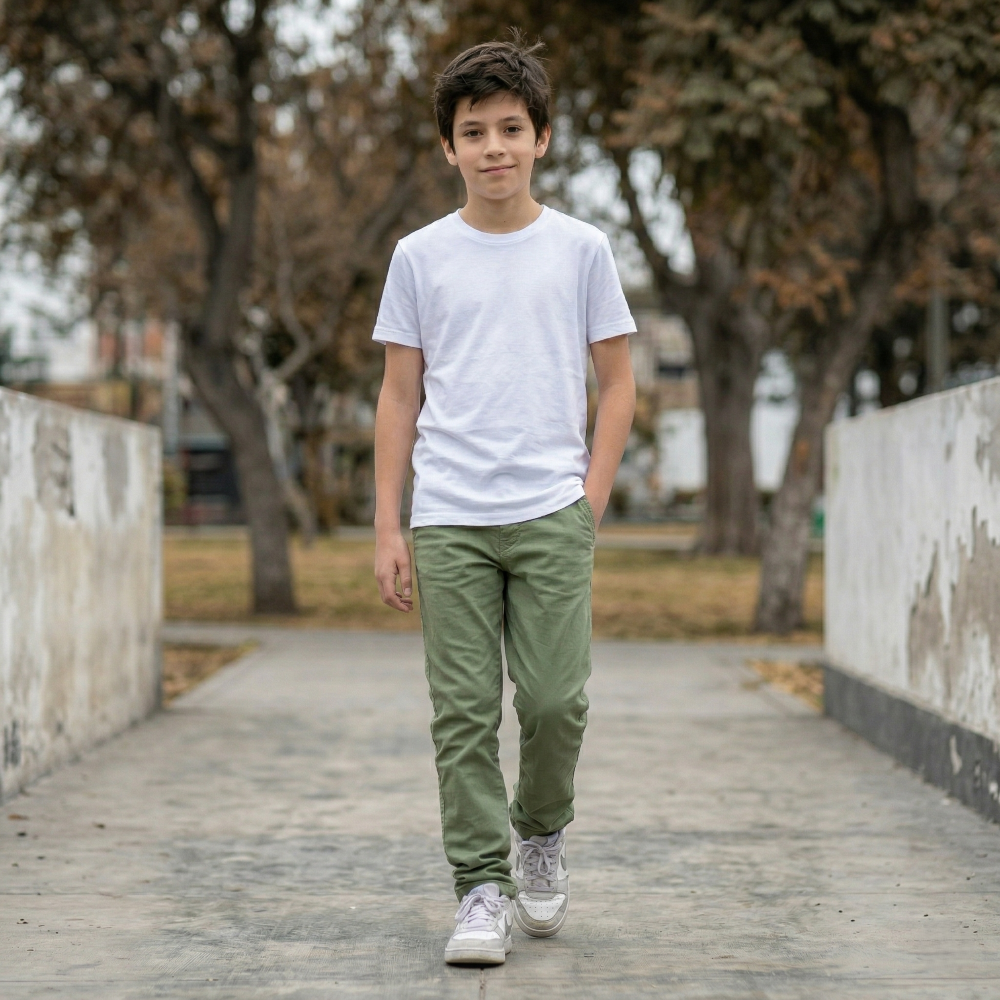 Pantalón Niño Paper Touch Verde Olivo