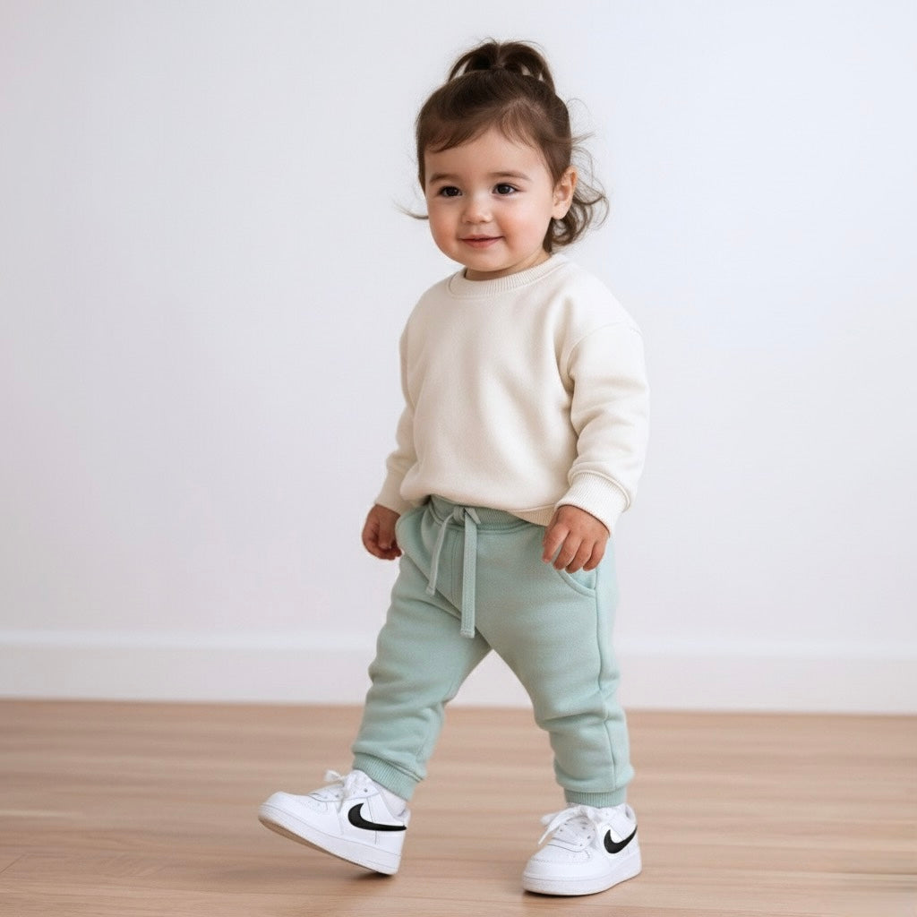 Jogger Buzo Bebé Menta Dusty (French Terry - Algodón)