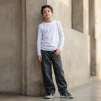 Jean baggy niño gris grafito wide leg ANG Kidz tallas 4 a 16 – vista lateral