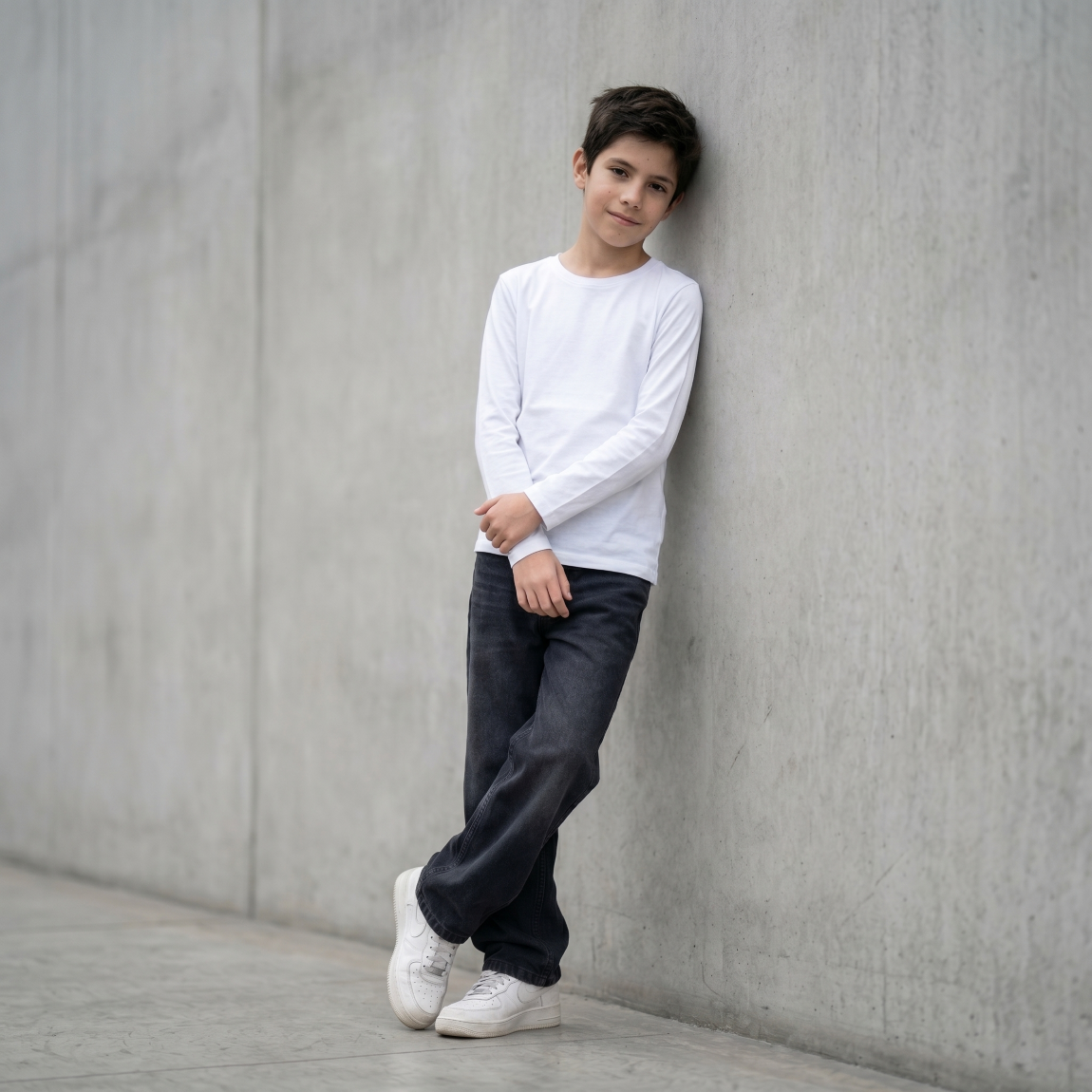 Jean Baggy Niño Gris Oscuro Wide Leg