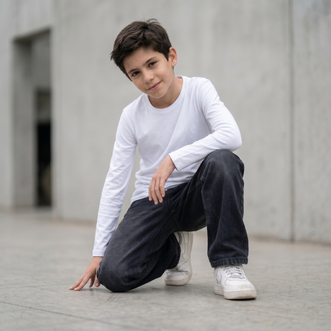 Jean Baggy Niño Gris Oscuro Wide Leg