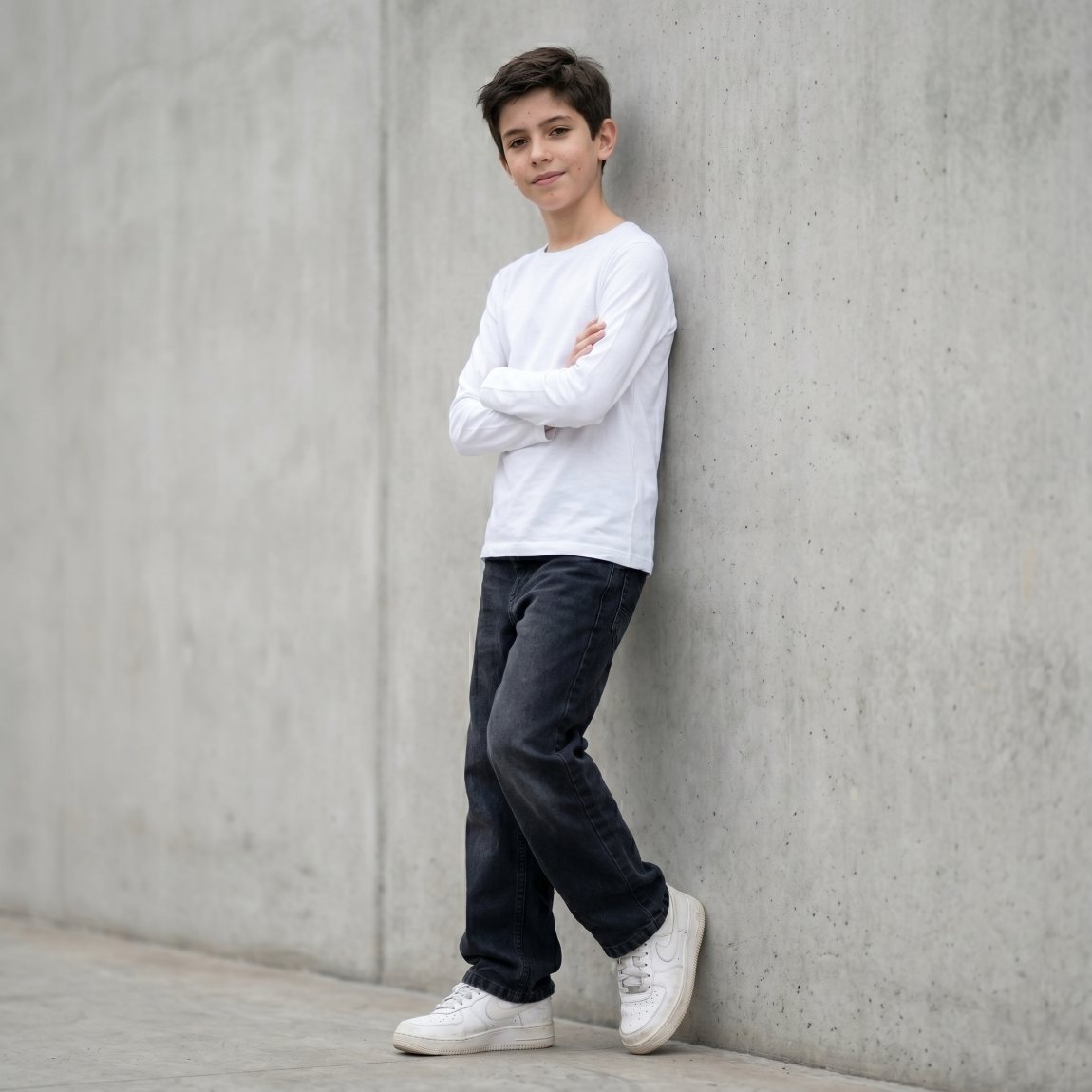 Jean Baggy Niño Gris Oscuro Wide Leg