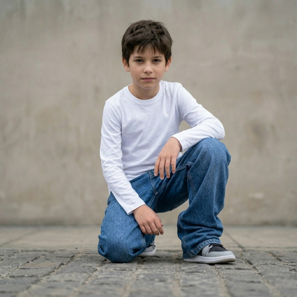 Jean baggy wide leg niño azul ANG Kidz – look urbano streetwear infantil Perú