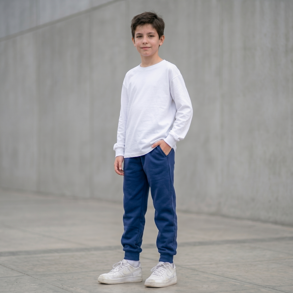 Jogger Buzo Niño Azul con Puño