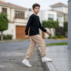 Jogger Buzo Niño Beige con Puño | Pantalón Deportivo