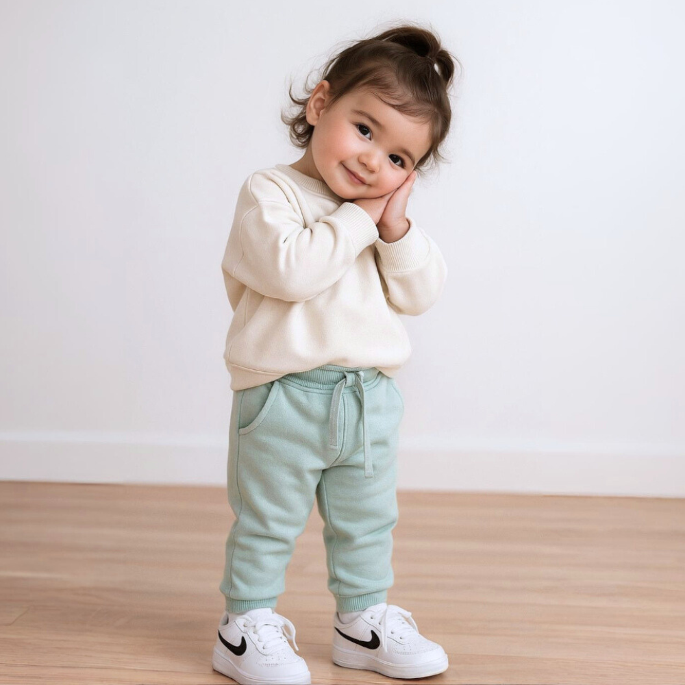 Jogger Buzo Bebé Menta Dusty (French Terry - Algodón)