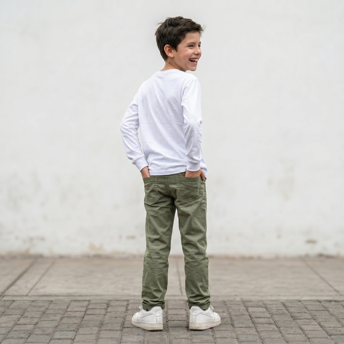 Pantalón Niño Verde Bolsillo