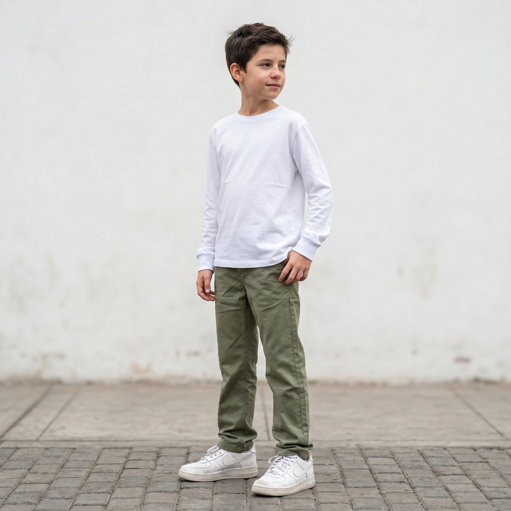 Pantalón Niño Verde Bolsillo