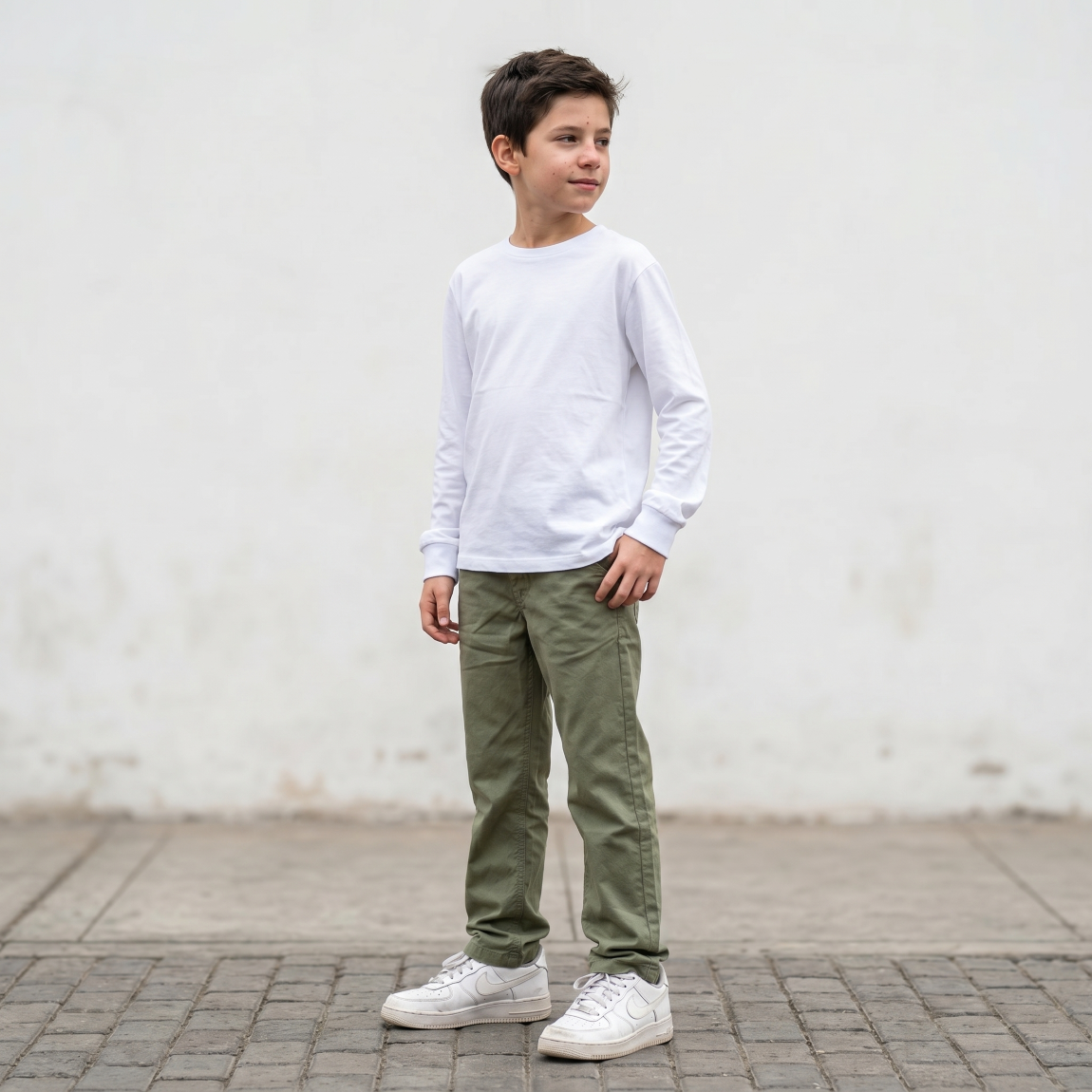 Pantalón Niño Verde Bolsillo