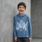 Hoodie niño London 2025 azul ANG Kidz – estampado brush urbano Lima Perú