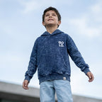 Hoodie acid wash azul niño ANG Kidz – invierno Lima ropa urbana streetwear