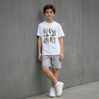 Polo blanco Think Outside para niño de manga corta