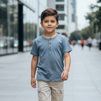 Polo Niño Gris Botones (100% Algodón)