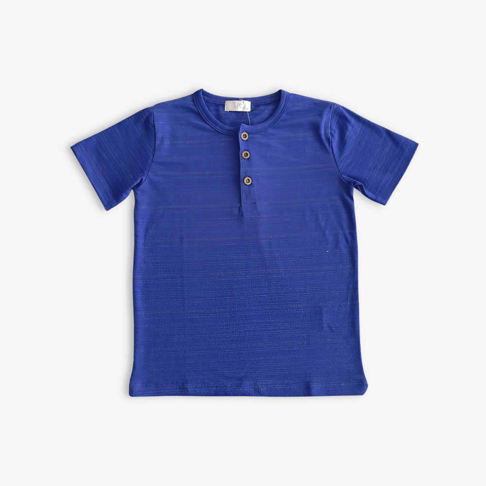 Polo Nino Botones Azul Algodón 1 - Le Petit Company
